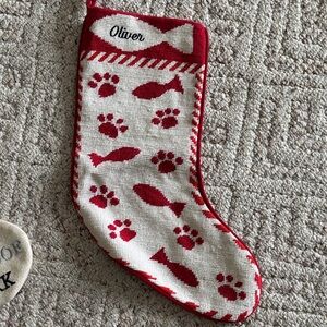 Lands' End Red and White Cat Stocking